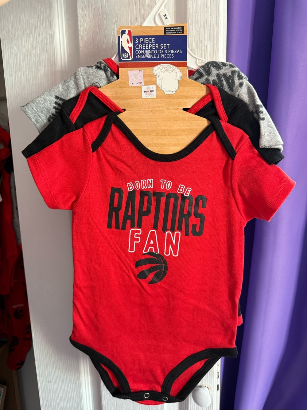 NBA Toronto Raptors 3 pack bodysuits